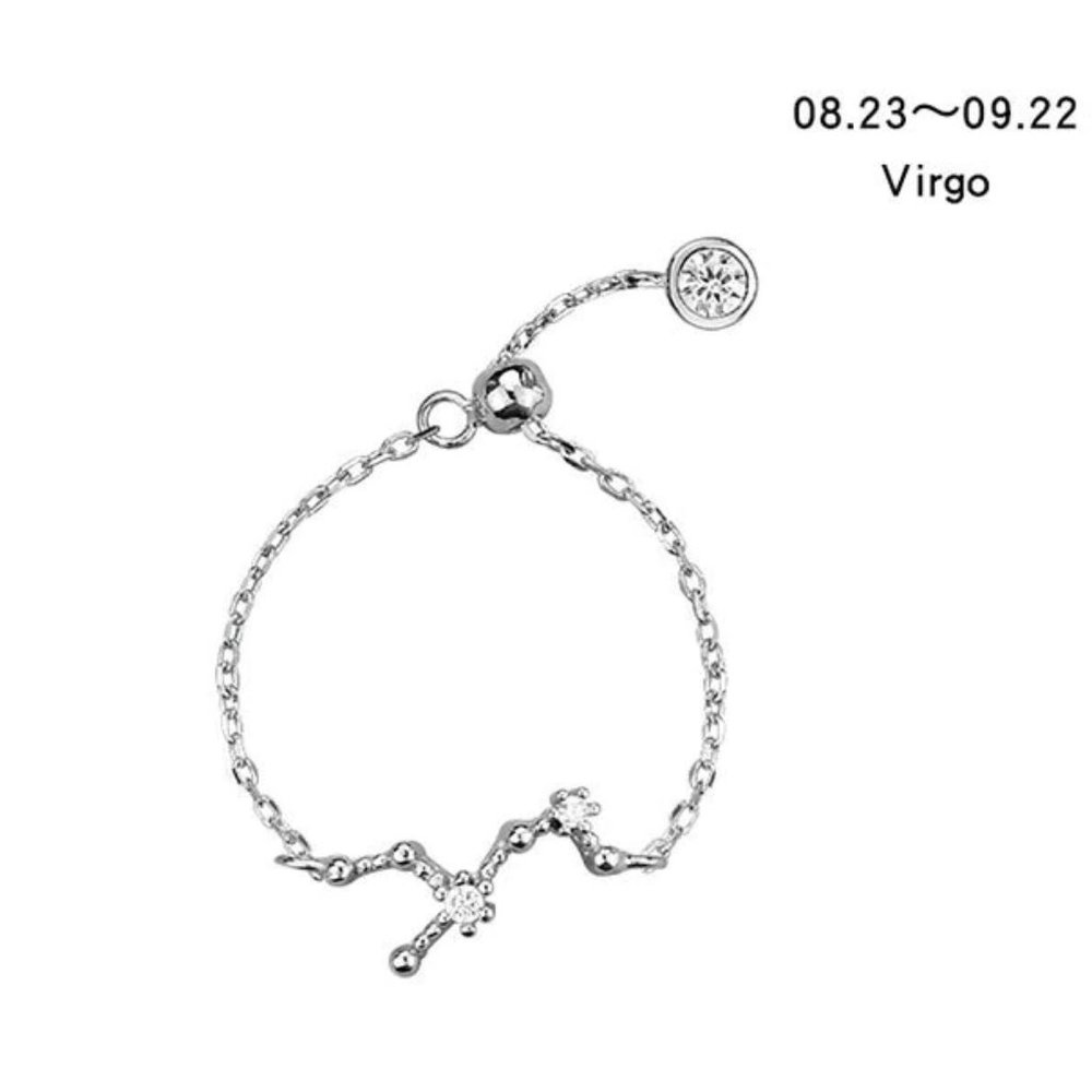 925 Sterling Silver Zodiac Resizable Ring-Virgo A